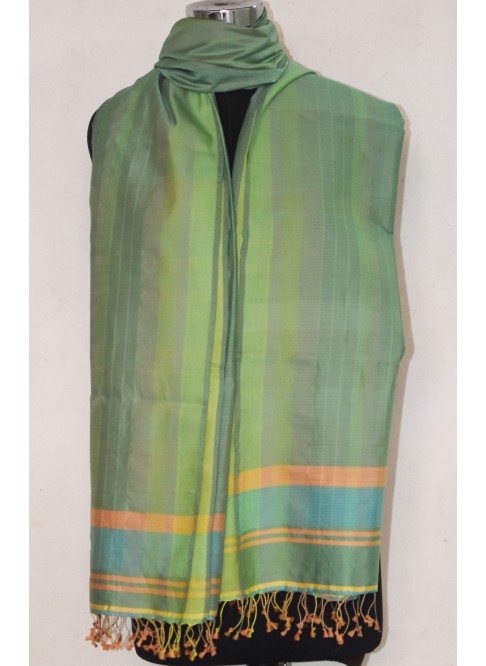 Seagreen , Handwoven Organic Cotton, Textured Weave , Colourplay, Duppatta